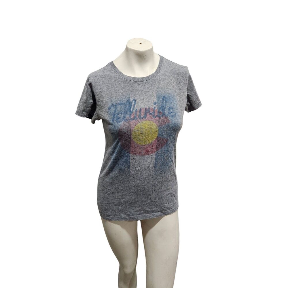 Telluride‎ Colorado T-Shirt XL Gray Graphic Tee Vintage Style Mountain Flag
